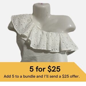 Mango White Eyelet Ruffle Blouse